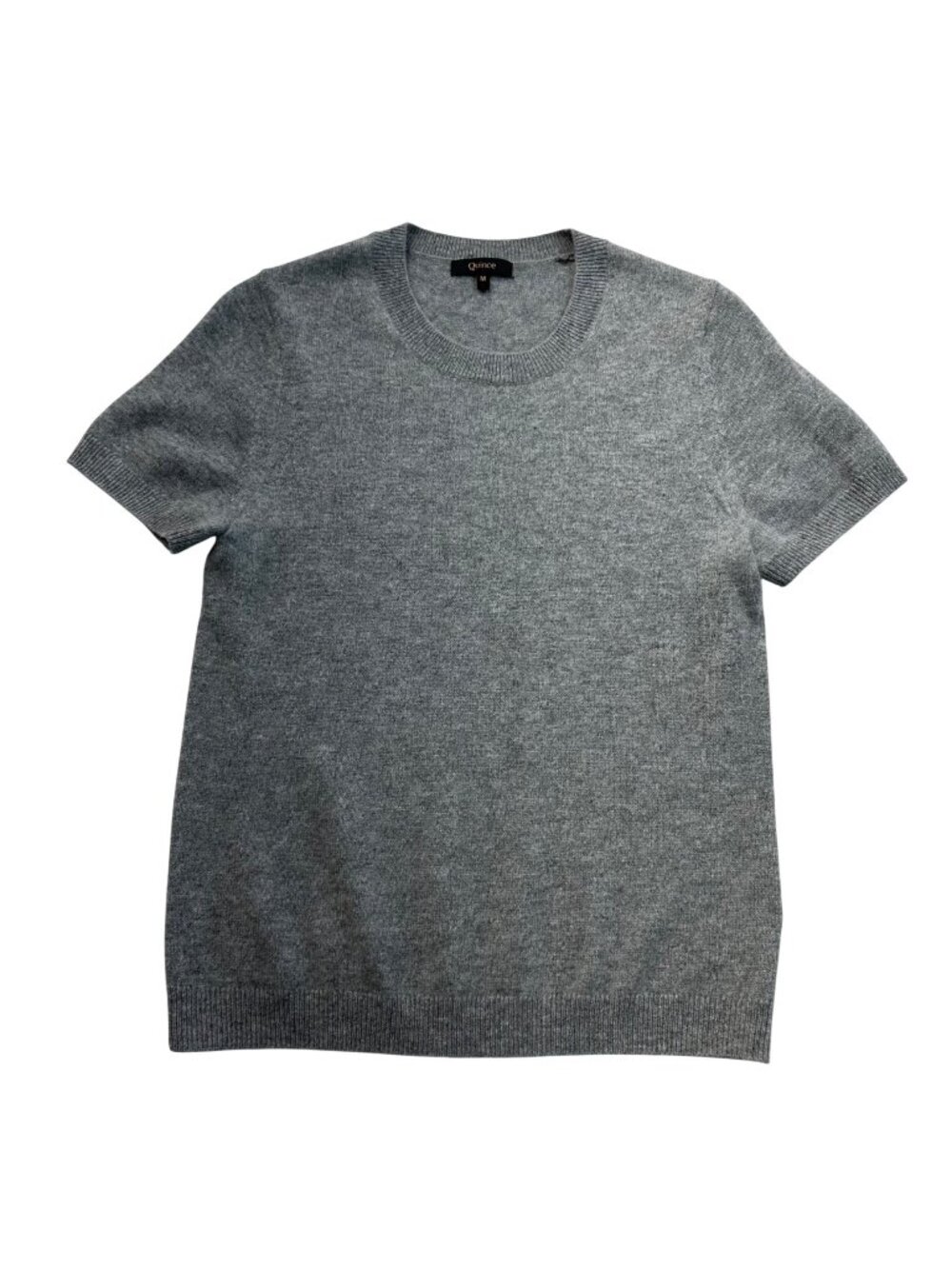 Quince Mongolian Cashmere Tee Short Sleeve Sweater Size M Heather Grey Classic